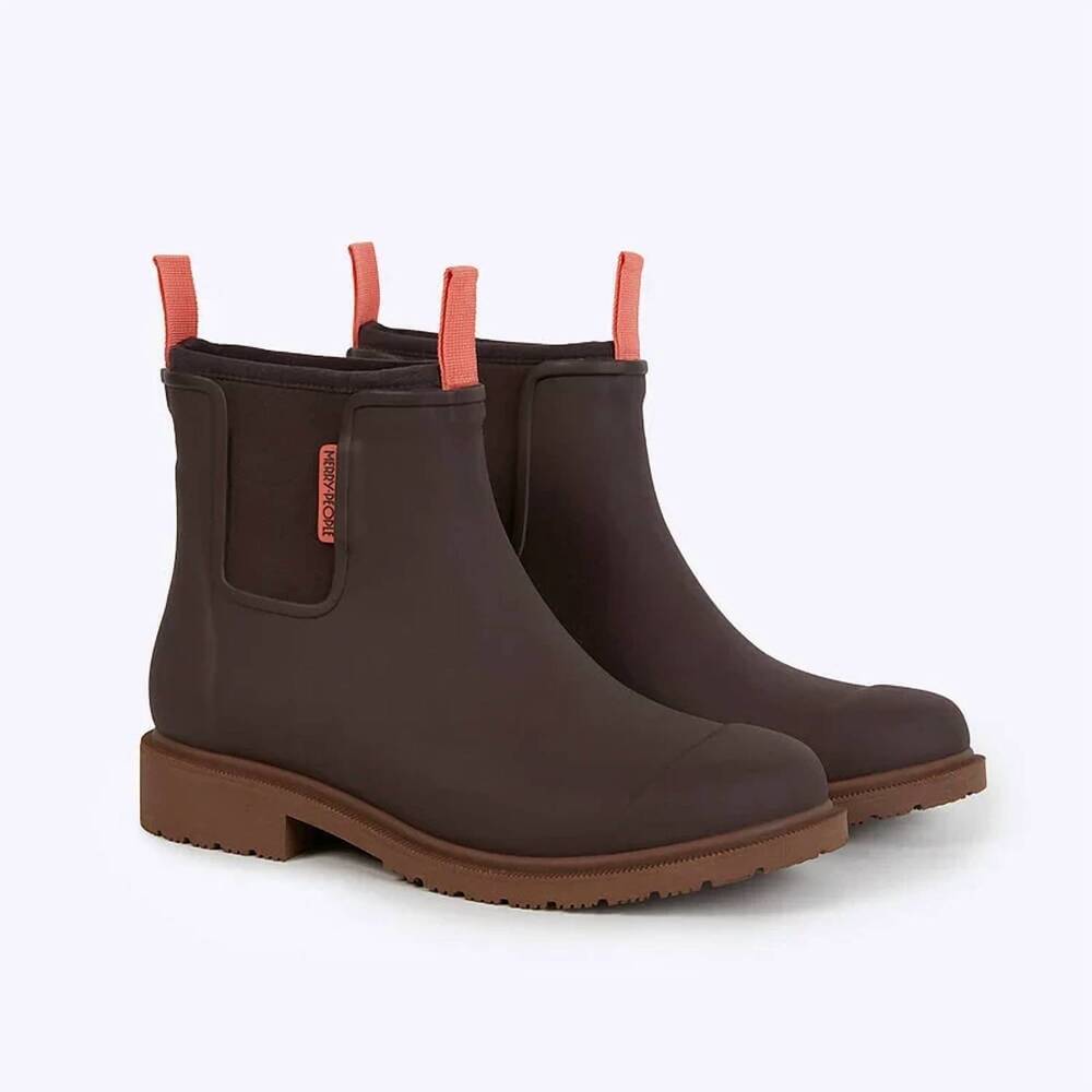 NEW MERRY PEOPLE women's bobbi ankle rain boots in mocha